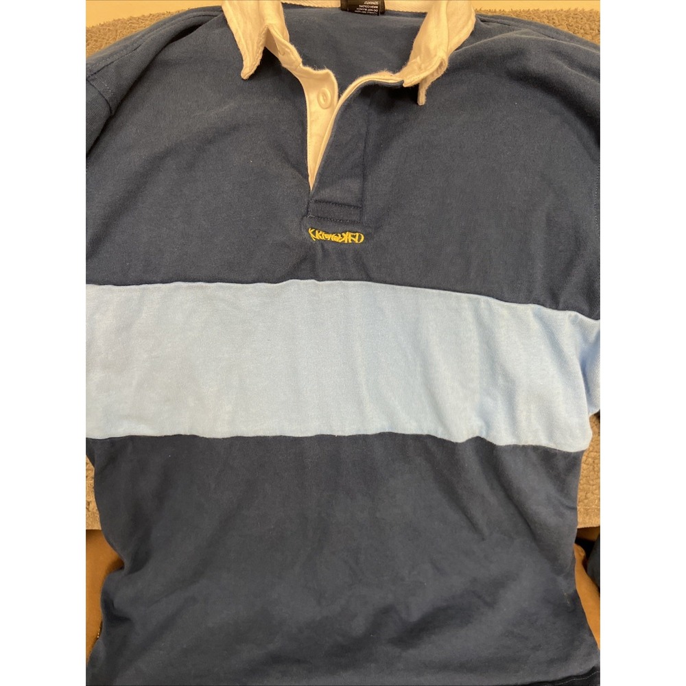 Krooked Eyes Rugby Polo Shirt Mens Medium  Skateboard Streetwear Long Sleeve Vtg